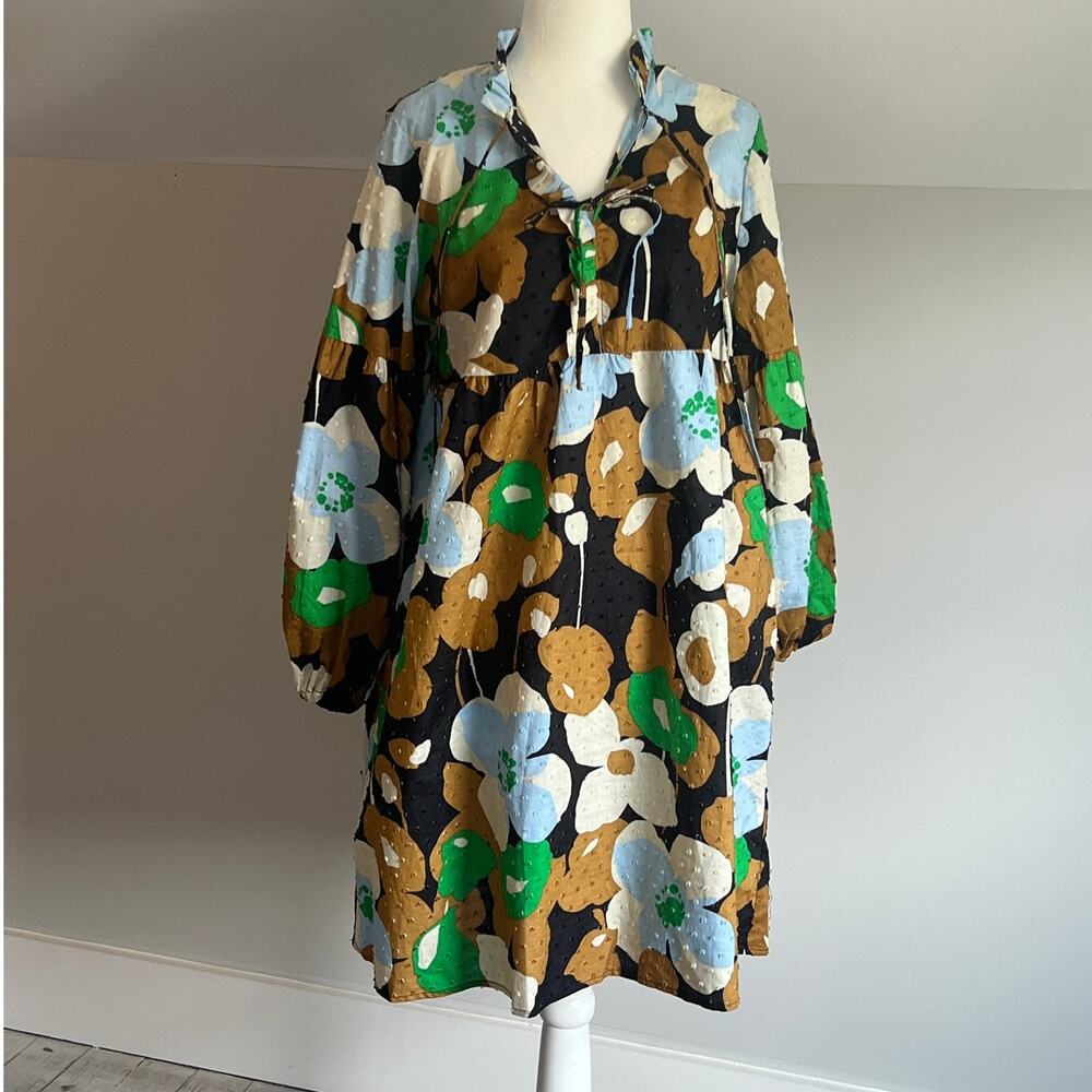 Who What Wear floral print mini dress cotton boho chic S